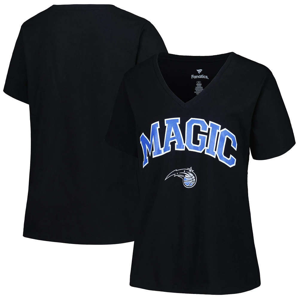 Women's Profile Black Orlando Magic Plus Arch Over Logo V-Neck T-Shirt