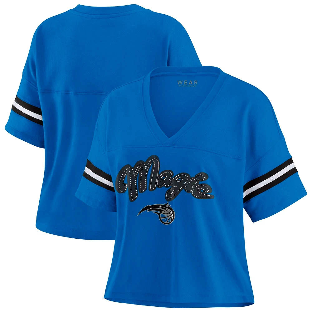 T-shirt à col en V blocs de couleurs bleu Orlando Magic WEAR by Erin Andrews pour femme