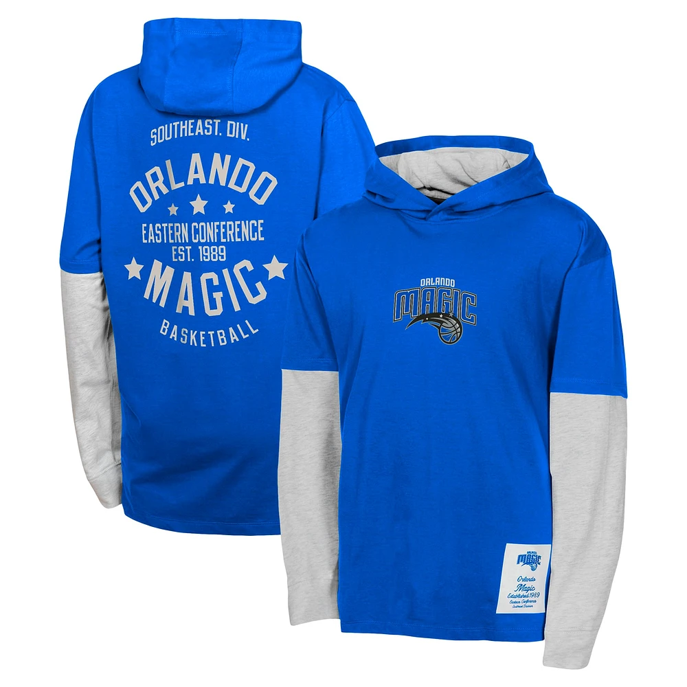 T-shirt à capuche manches longues bleu pour jeunes Orlando Magic Small Ball