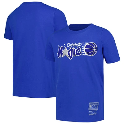 Youth Mitchell & Ness Blue Orlando Magic Hardwood Classics Retro Logo T-Shirt