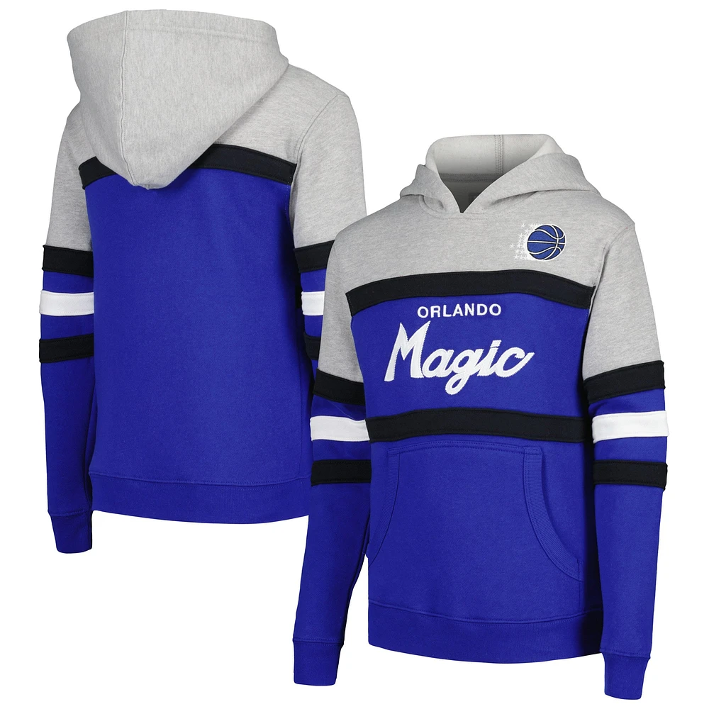 Chandail à capuchon pour entraîneur-chef Orlando Magic Hardwood Classics gris/bleu jeune Mitchell & Ness