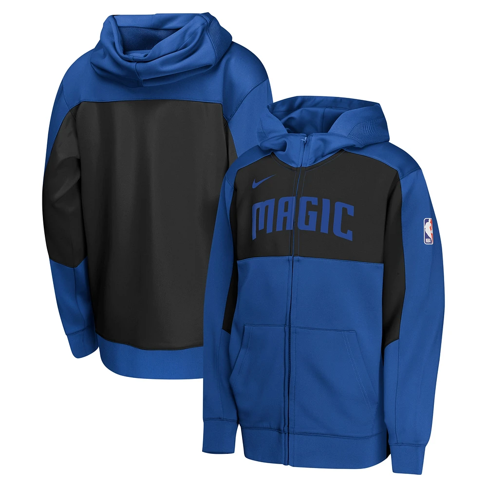 Sweat à capuche entièrement zippé Nike Orlando Magic Authentic On-Court Showtime Performance bleu/noir pour jeune