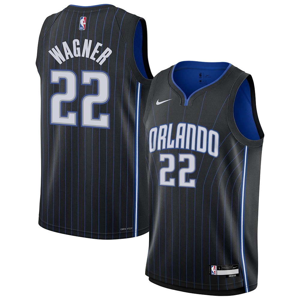 Maillot Swingman Nike Franz Wagner noir pour jeune Orlando Magic - Édition Icon