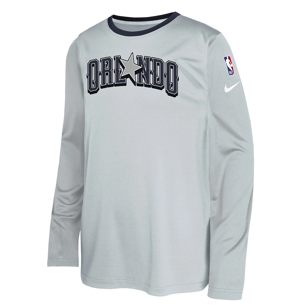 T-shirt de tir à manches longues Nike gris Orlando Magic 2024/25 City Edition pour jeunes