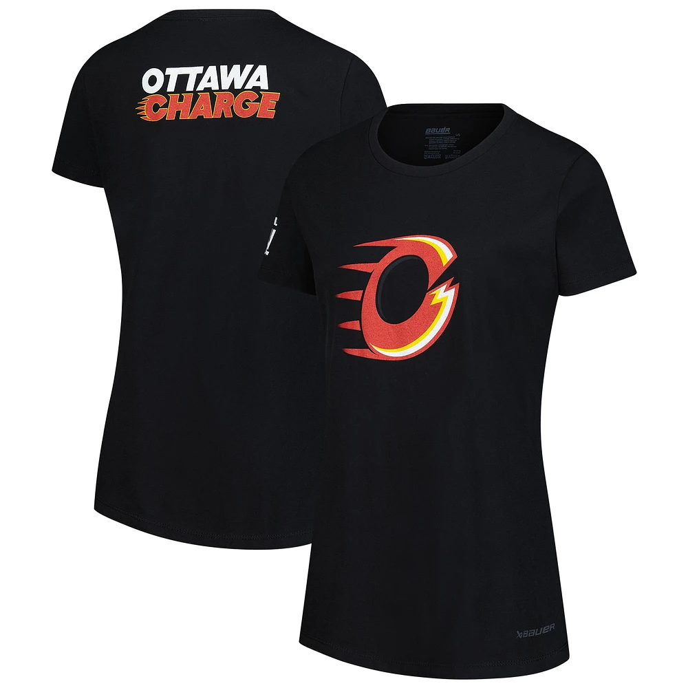 T-shirt noir à imprimé graphique Ottawa Charge pour femme