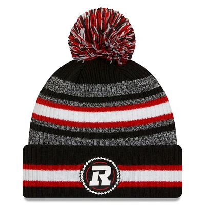 Bonnet en tricot à revers à 6 fléchettes avec pompon des Ottawa Redblacks New Era pour homme