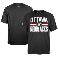 T-shirt de performance universitaire la ligne touche Ottawa Redblacks New Era pour homme, noir