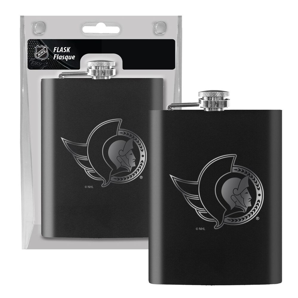 Black Ottawa Senators 8oz. Laser Etched Flask