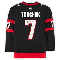 Maillot adidas authentique autographié par Brady Tkachuk des Sénateurs d'Ottawa avec l'inscription « NHL Debut 10/8/18 »