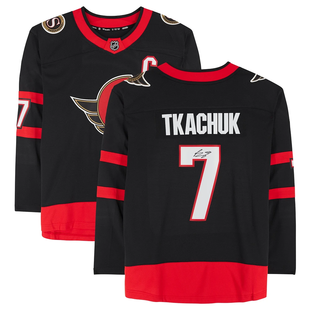 Maillot Fanatics Breakaway autographié par Brady Tkachuk des Sénateurs d'Ottawa noir