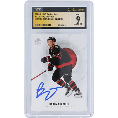 Brady Tkachuk Ottawa Senators Autographed 2020-21 Upper Deck SP Authentic #97 CGC Fanatics Witnessed Authenticated 9/10 Card