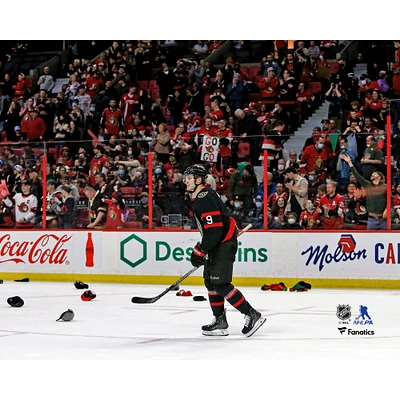 Josh Norris Ottawa Senators Unsigned Celebrates After Scoring Hat Trick Goal Photograph
