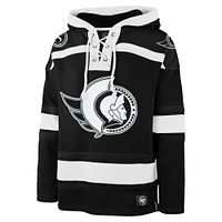 Men's '47 Black Ottawa Senators Ice Lace-Up Pullover Hoodie