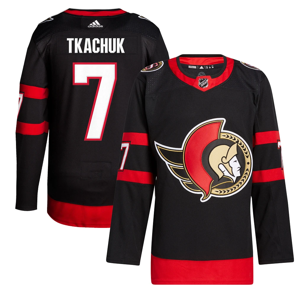 Maillot adidas Brady Tkachuk noir pour homme des Sénateurs d'Ottawa à domicile Primegreen Authentic