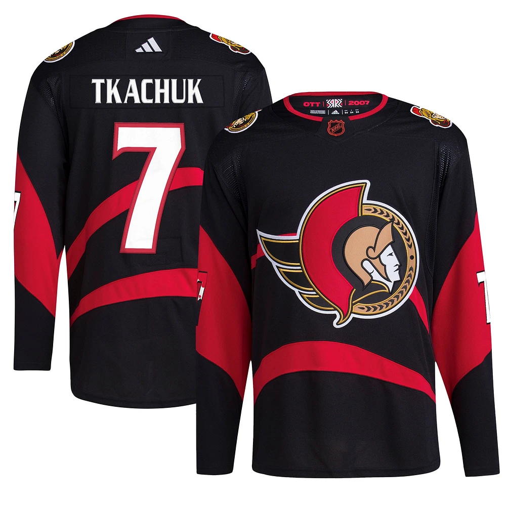 Men's adidas Brady Tkachuk Black Ottawa Senators - Reverse Retro 2.0 Authentic Player Jersey