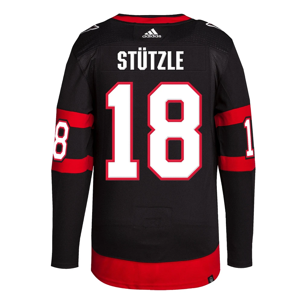 Maillot authentique à domicile Primegreen des Sénateurs d'Ottawa noir adidas Tim Stutzle pour homme