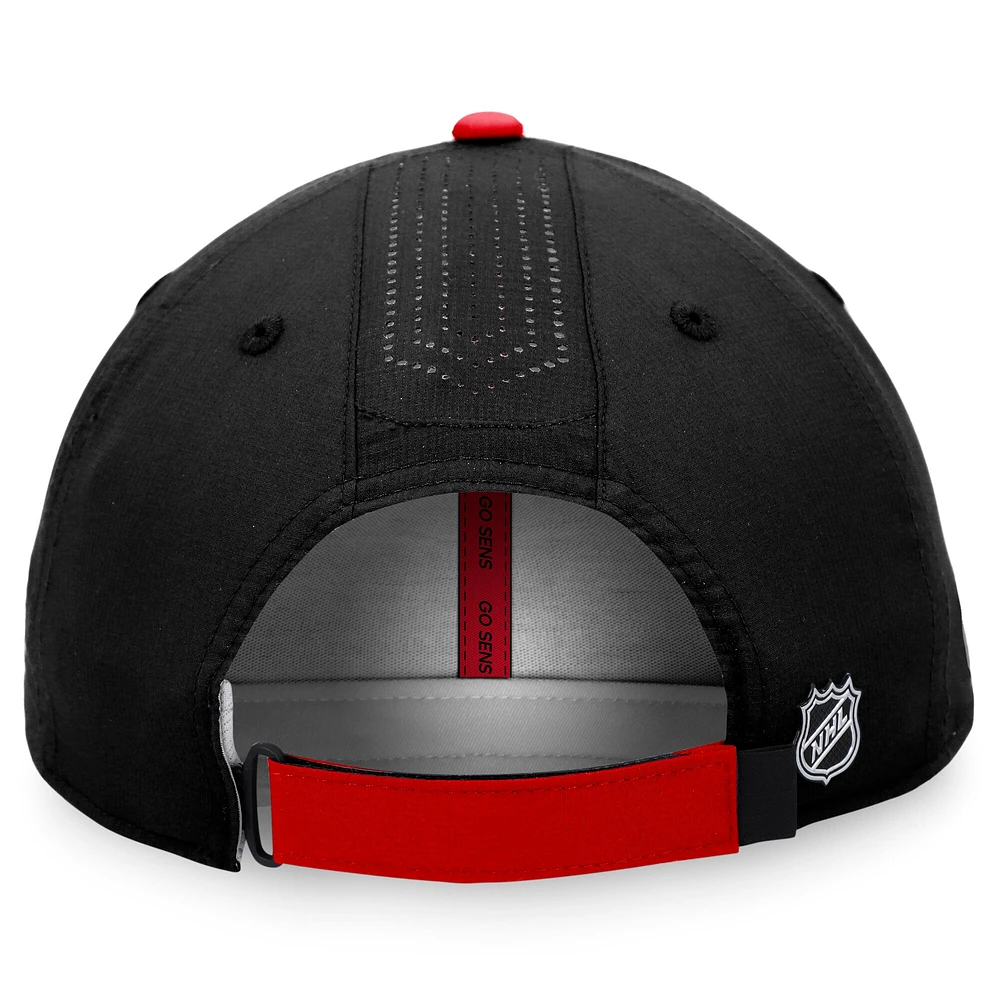 Fanatics pour hommes, noir/rouge, Sénateurs d'Ottawa, Repêchage 2022 de la LNH - Casquette réglable authentique Pro Rink Pinacle