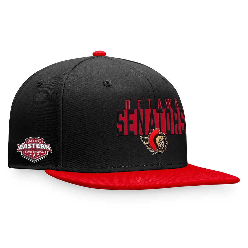 Casquette Snapback à blocs de couleurs fondamentaux Fanatics pour hommes, noir/rouge