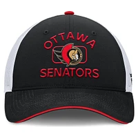 Men's Fanatics Black/White Ottawa Senators Authentic Pro Rink Meshback Structured Adjustable Hat