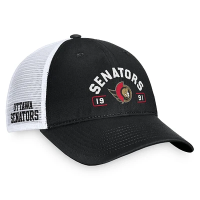 Men's Fanatics Black/White Ottawa Senators Free Kick Trucker Adjustable Hat