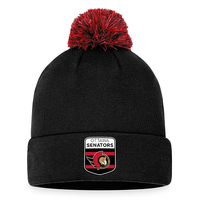 Bonnet en tricot à revers authentique Pro des Sénateurs d'Ottawa 2023 de la LNH Fanatics pour hommes avec pompon