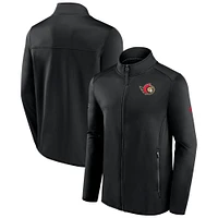 Fanatics Black Ottawa Senators Authentic Pro Fleece pour hommes - Veste entièrement zippée