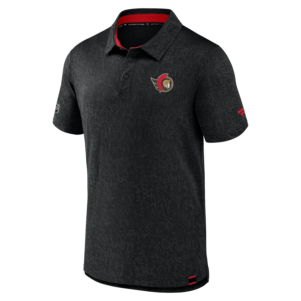 Men's Fanatics Black Ottawa Senators Authentic Pro Jacquard Polo