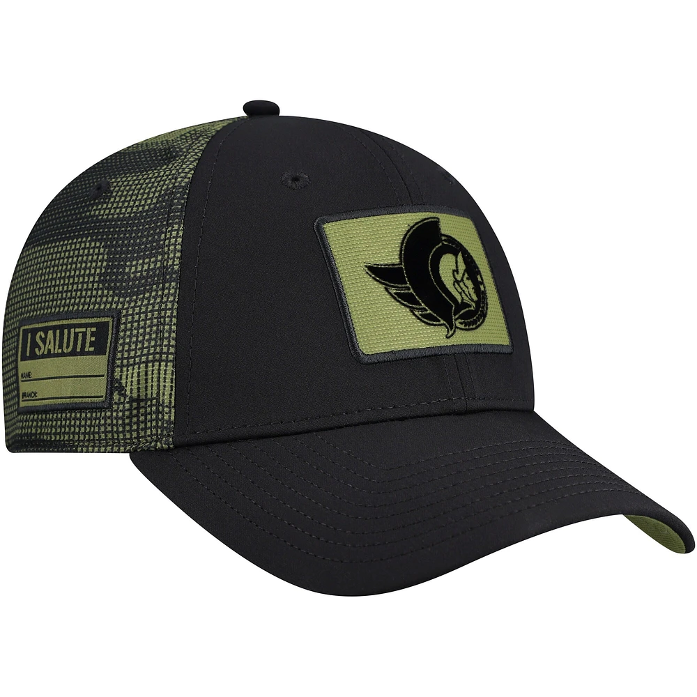 Casquette ajustable authentique Pro Military Appreciation des Sénateurs d'Ottawa pour hommes, noire, Fanatics