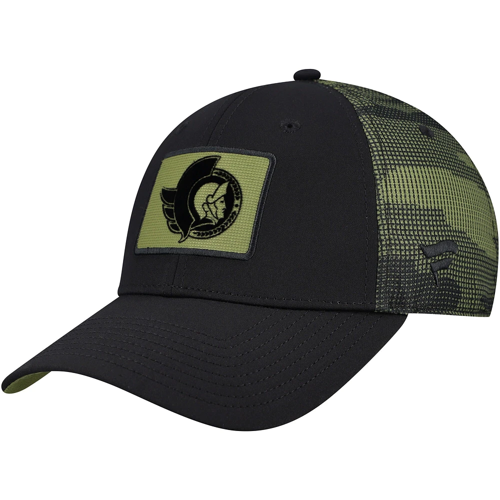 Casquette ajustable authentique Pro Military Appreciation des Sénateurs d'Ottawa pour hommes, noire, Fanatics
