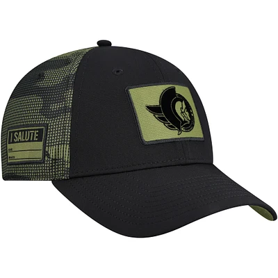 Casquette ajustable authentique Pro Military Appreciation des Sénateurs d'Ottawa pour hommes, noire, Fanatics