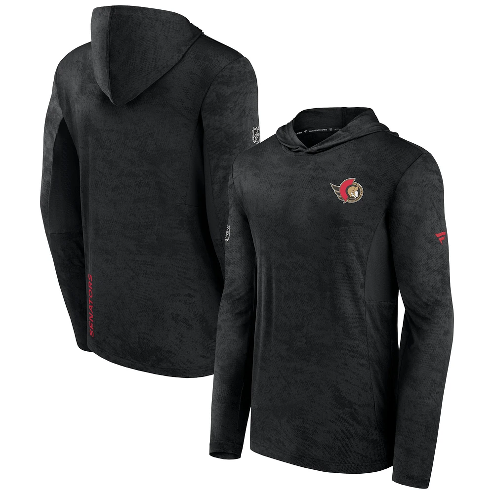 Men's Fanatics Black Ottawa Senators Authentic Pro - Pullover Hoodie