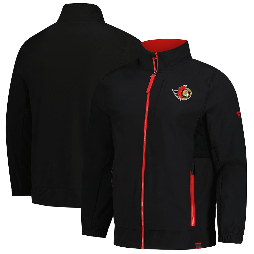 Veste d'entraîneur entièrement zippée Pro Rink authentique des Sénateurs d'Ottawa Fanatics pour hommes, noire