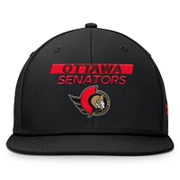 Casquette Snapback authentique Pro Rink Prime Fanatics noire pour hommes des Sénateurs d'Ottawa