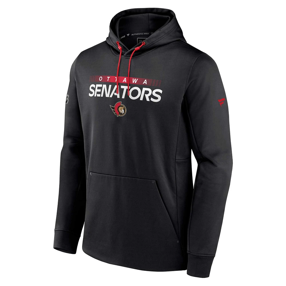 Men's Fanatics Black Ottawa Senators Authentic Pro Rink Pullover Hoodie