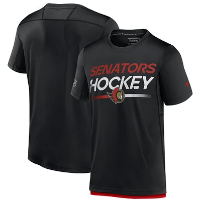 T-shirt authentique Pro Tech noir Fanatics des Sénateurs d'Ottawa pour homme