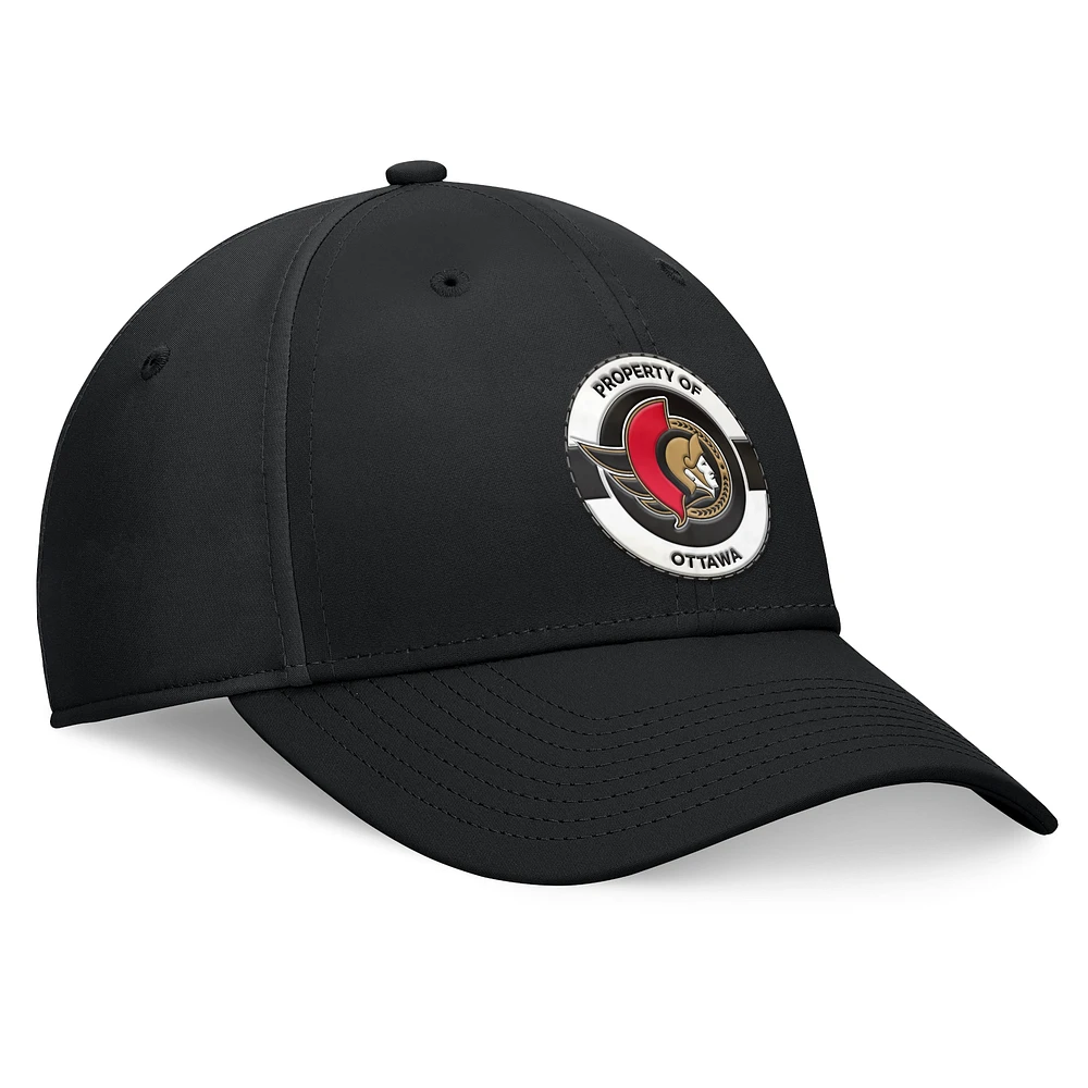 Casquette flexible noire authentique pour le camp d'entraînement professionnel des Sénateurs d'Ottawa Fanatics hommes