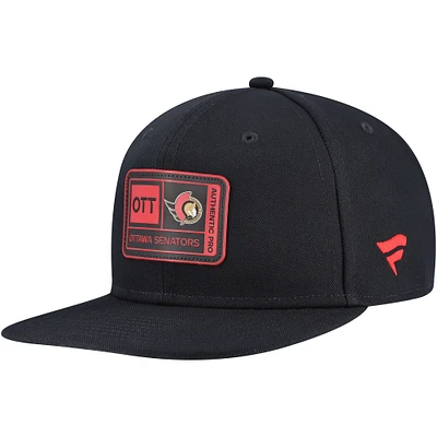 Casquette Snapback authentique noire pour camp d'entraînement des Sénateurs d'Ottawa Fanatics pour hommes