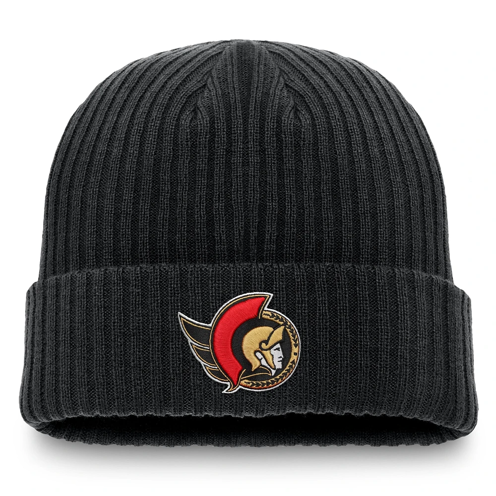 Bonnet en tricot à revers Fanatics noir pour homme des Sénateurs d'Ottawa
