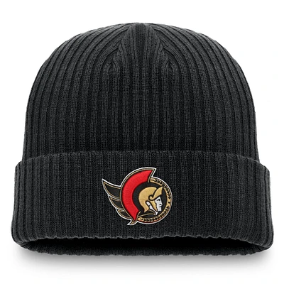 Bonnet en tricot à revers Fanatics noir pour homme des Sénateurs d'Ottawa
