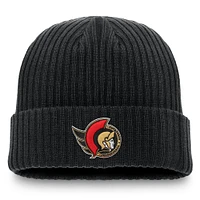 Bonnet en tricot à revers Fanatics noir pour homme des Sénateurs d'Ottawa