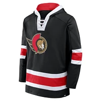 Men's Fanatics  Black Ottawa Senators Inside Line Fleece Pullover Hoodie