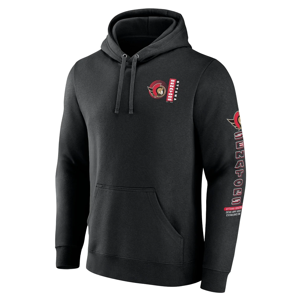 Men's Fanatics Black Ottawa Senators Revolution Pullover Hoodie