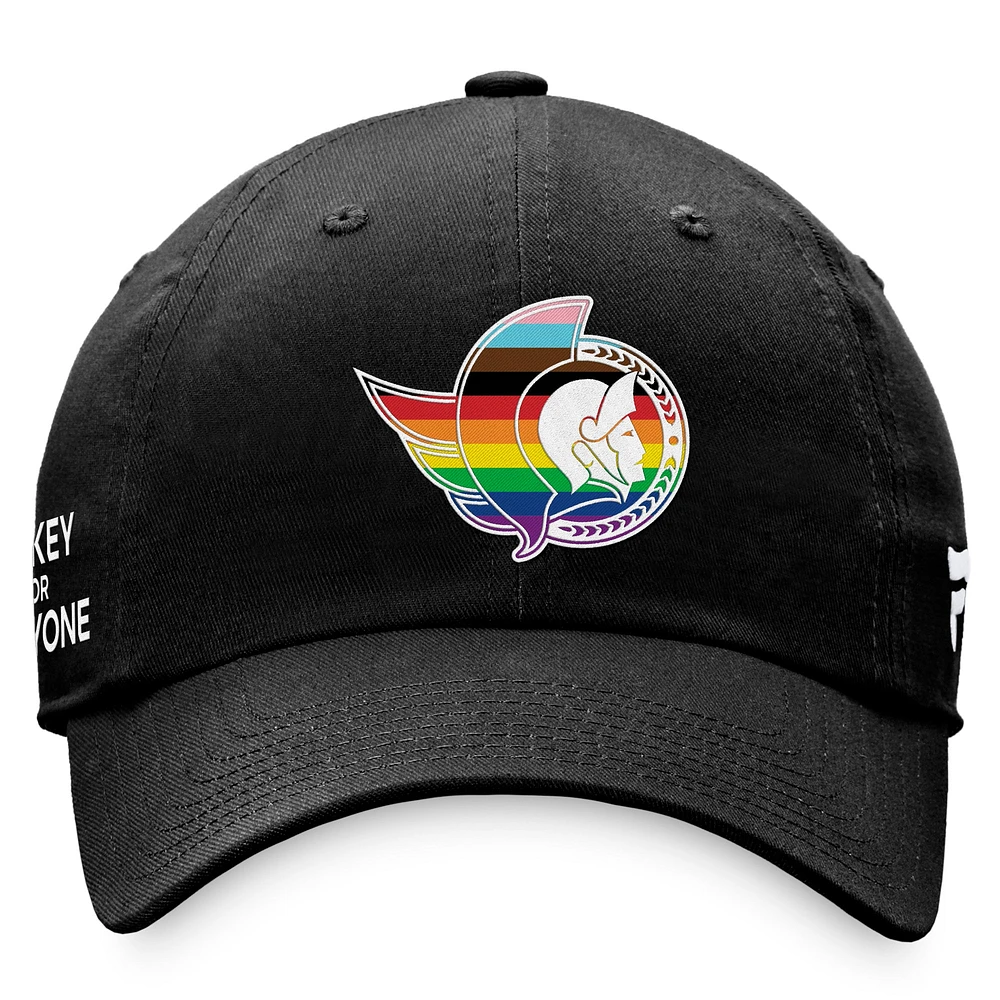 Men's Fanatics Black Ottawa Senators Team Logo Pride Adjustable Hat