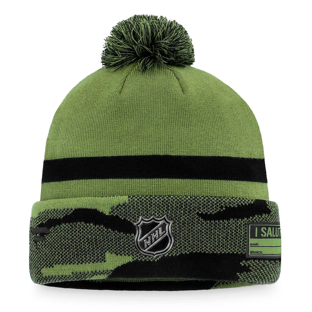 Appréciation militaire des Sénateurs d'Ottawa Fanatics camouflage/noir pour hommes - Bonnet en tricot à revers avec pompon