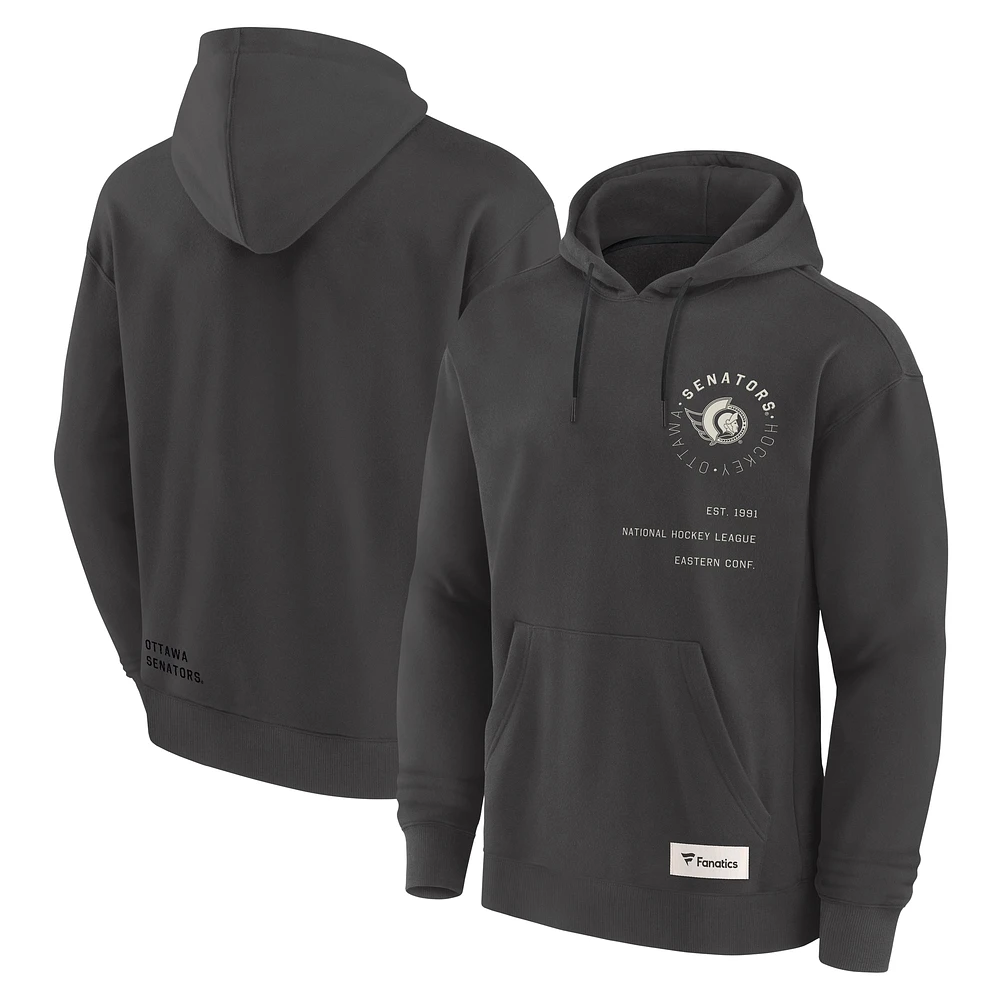 Men's Fanatics Charcoal Ottawa Senators Future Ground Info Pullover Hoodie