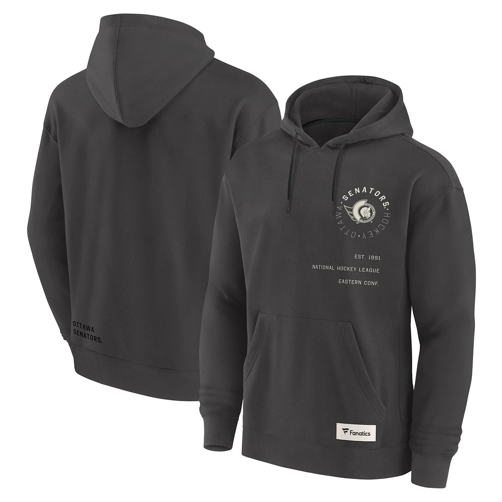 Men's Fanatics Charcoal Ottawa Senators Future Ground Info Pullover Hoodie