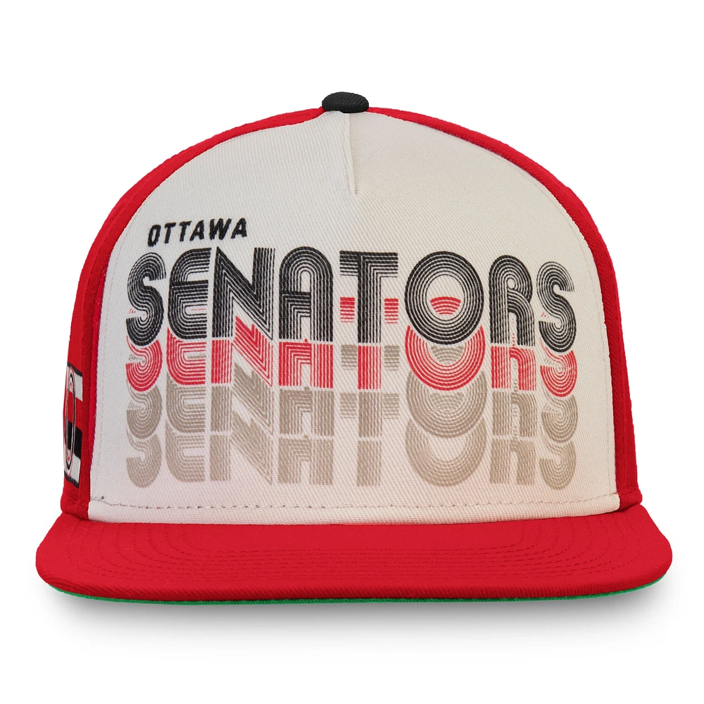 Men's Fanatics Cream/Red Ottawa Senators True Classic Snapback Hat