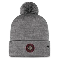 Bonnet en tricot à revers de glace authentique Pro Home Fanatics gris des Sénateurs d'Ottawa pour hommes avec pompon