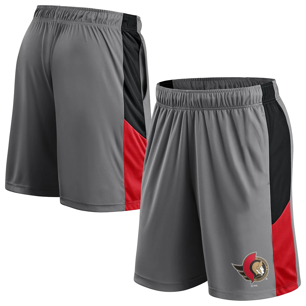 Men's Fanatics Gray Ottawa Senators Primary Logo Shorts