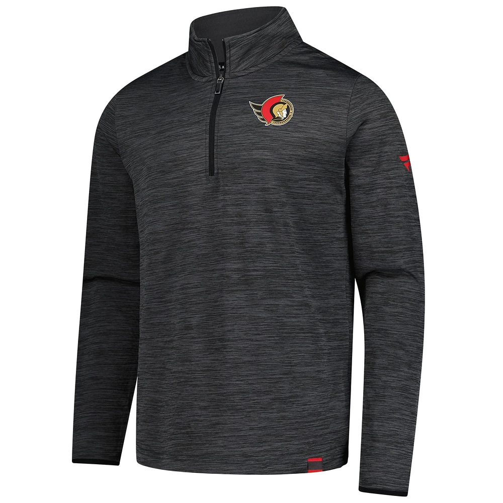 Men's Fanatics  Heather Charcoal Ottawa Senators Authentic Pro Lightweight Quarter-Zip Pullover